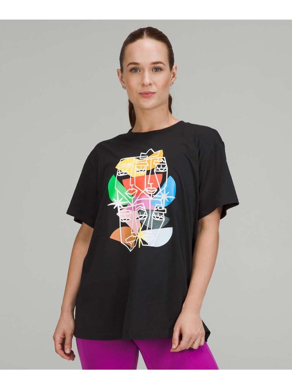 Lululemon All Yours T-Shirt Pride Graphic Black Cotton T-Shirt Plus Size 12 LGBT
